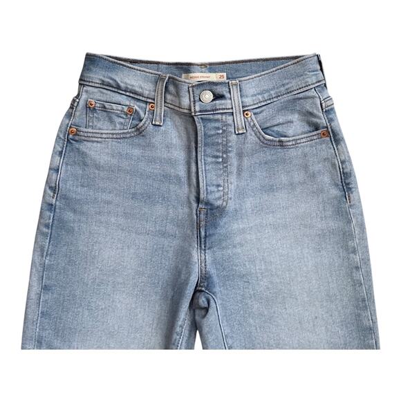 LEVIS Womens Size 25 Ripped Destroyed Wedgie Straight Blue Jeans 28" Inseam - Picture 4 of 6